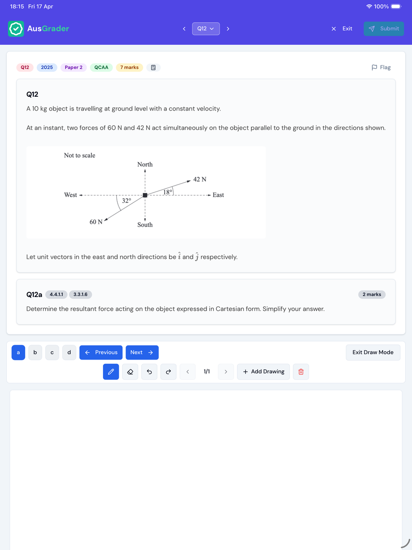AusGrader on iPad showing draw mode with Apple Pencil
